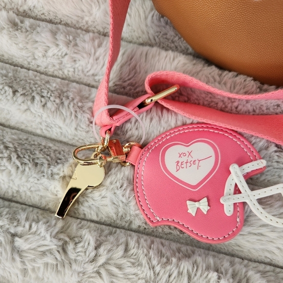 Betsey Johnson Brown and Pink Football Crossbody Bag NWT - Picture 3 of 15